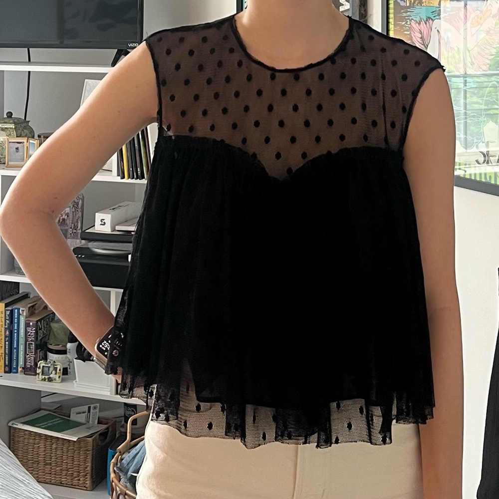 Black Polka Dot Zara Top - Picture 4 of 7